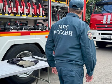 Russia, Moscow, August 20, 2025 The Russian Ministry of Emergency Situations on a summer day