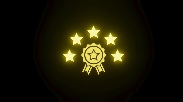 Stars shine and display a badge symbol to indicate quality or achievement in various contexts.