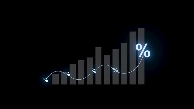 Growth chart shows rising percentages over time with dark background.