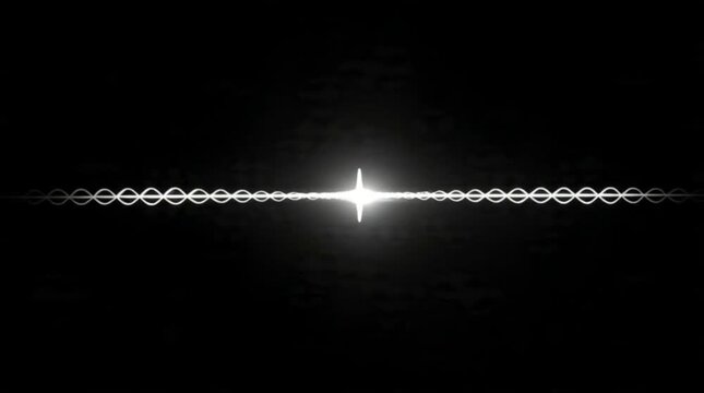 White waveform and line drawing animation on black background