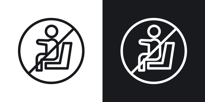 No sitting sign set in black and white stroke lines