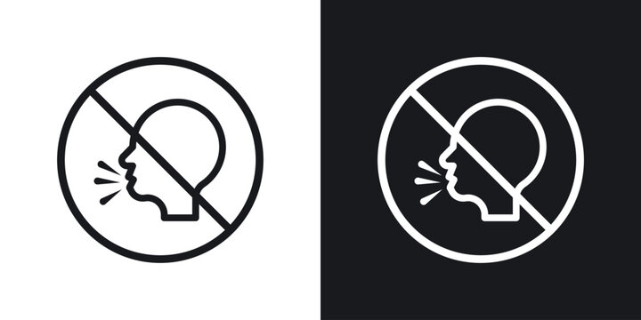 No talking sign set in black and white stroke lines