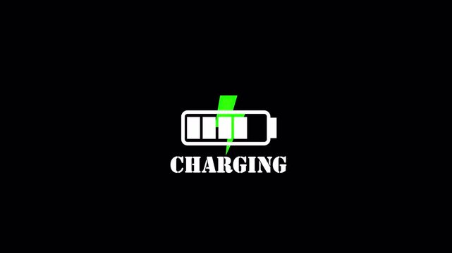 battery icon with full charge and white outline on alpha channel power energy status. 4K Video