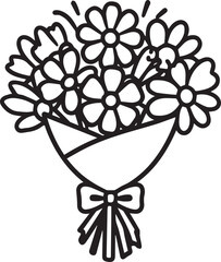An illustrative monochromatic bouquet, presented beautifully, offers an iconic visual symbol. © DesignINKZ