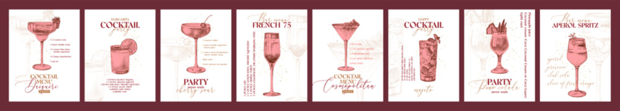 Cocktail menu for bar or restaurant