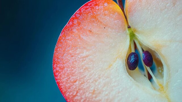 selective focus apple half with seed closeup