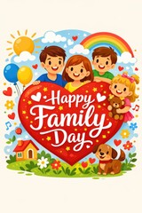 Naklejka premium Happy Family Day illustration with cartoon characters
