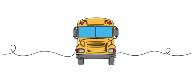 Fototapeta premium Yellow school bus front view centered on white background. no editable strokes