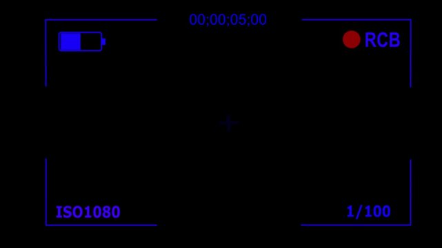 Recording camera OSD Screen Interface Overlay, Transparent Alpha Channel, Timecode Display, Motion Graphic Loop 4k video animation seamless loop