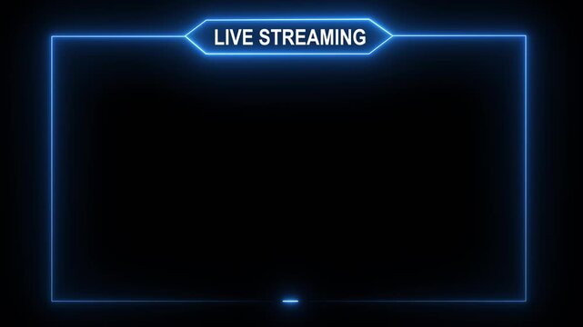 live streaming neon text frame animation box frame neon frame live streaming game live Stream overlay animation for live streaming video. neon line animation tow ton color on a grid background
