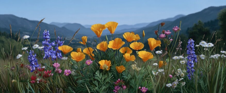 Wildflowers bloom vividly signifying nature's optimistic resurgence.
