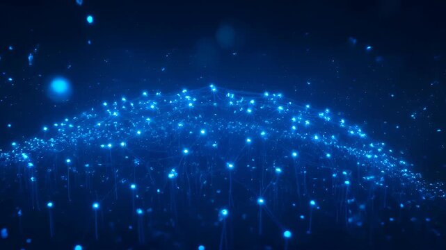 Blue glowing network node mesh sphere connection data digital line glowing blue mesh sphere node connection digital data blue glowing line mesh sphere connection digital data