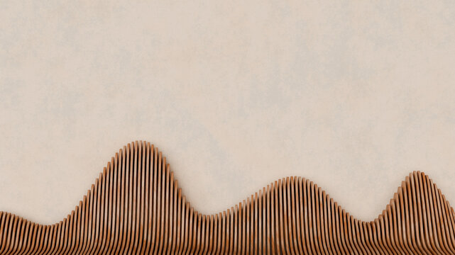 Abstract wood wave background texture 3D render