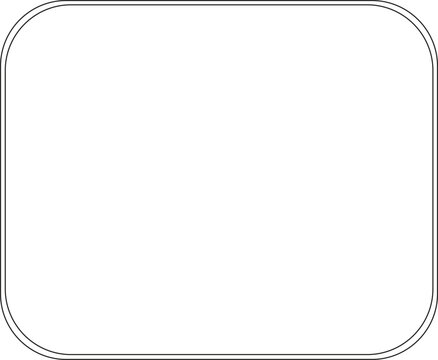 A minimalist black and white square with rounded corners and a thin border