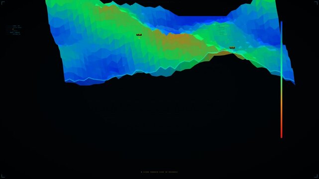 Sci-Fi Terrain Scanner HUD 3D Topographic Map Animation with Scan Line & Elevation Readout