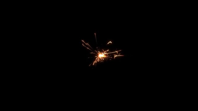 A fuse sparks stay in center of the frame.Black background easy to blend by &ldquo;screen&rdquo; mode in your footage