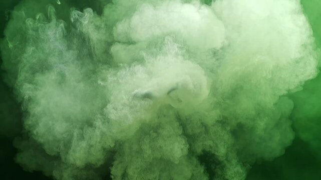 Green smoke rises rapidly underwater creating a cloudy natural phenomenon