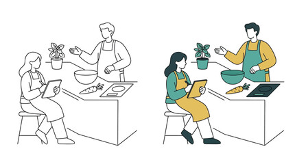 Fototapeta premium People Working in Office with Plants and Computers