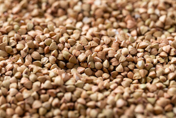 Fototapeta premium Raw organic buckwheat seed texture background, Food ingredients