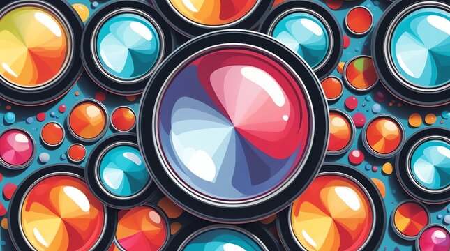 Vibrant Abstract Lens Pattern Background.