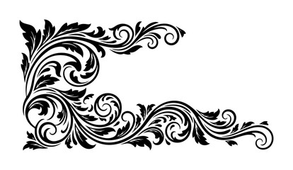 Fototapeta premium Floral elegant classic border frame ornamental illustration