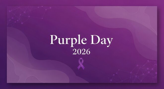 purple day 2026 banner with subtle ribbon and abstract shapes for epilepsy awareness