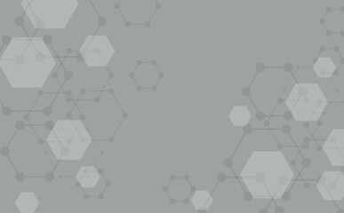 Abstract gray background with 3D black hexagons. Digital future technology concept. Scientific, technological molecular medical background. hexagon DNA network. hexagon, honeycomb, hexagonal © kasheev