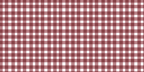 Naklejka premium Seamless and tileable gingham plaid pattern, with classic checkered design of deep burgundy red and white squares.