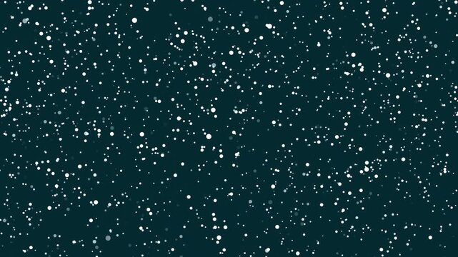 Bright white dots flies up with wave and fluid effect on the dark blue, turquoise background, Loop animation. Abstract design that can be used as backdrop, wallpaper, screensaver.