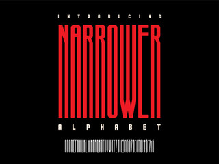 Vector of stylized condensed alphabet design with uppercase, numbers and symbols