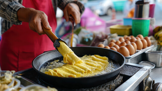 transparent roti mataba street food vendor in thailand