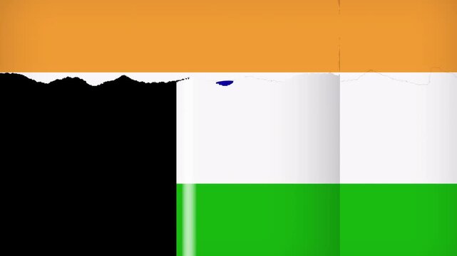 India Flag Transition with Tricolor Paper Tear Effect on Green Screen | Indian Flag Reveal Chroma Key Animation Loop 4K Video Footage
