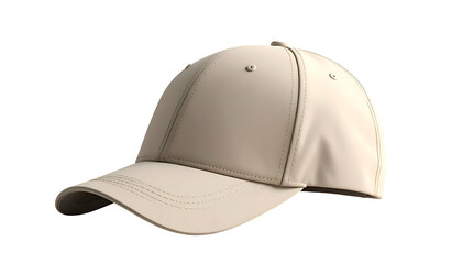 Fototapeta premium Beige baseball cap, studio shot on black. Soft light reveals seams and subtle fabric texture