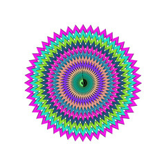 Obraz premium Vibrant Abstract Circular Design Vector with Jagged Edges and Concentric Rings in Bright Colors