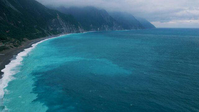 Aerial view of Qingshui Cliff in Taroko National Park , Taiwan.