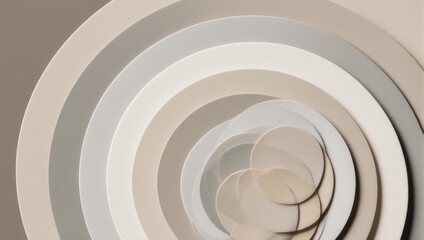 Fototapeta premium Abstract concentric circles in neutral tones, creating a calming visual.