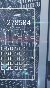 Vertical video: Lines starting panel updating numbers and grid, camera sliding right for status