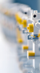 Naklejka premium Lego robots standing in a line representing future technology