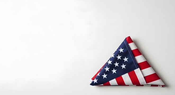 Patriotic american flag folded triangle on white background celebrating independence day freedom