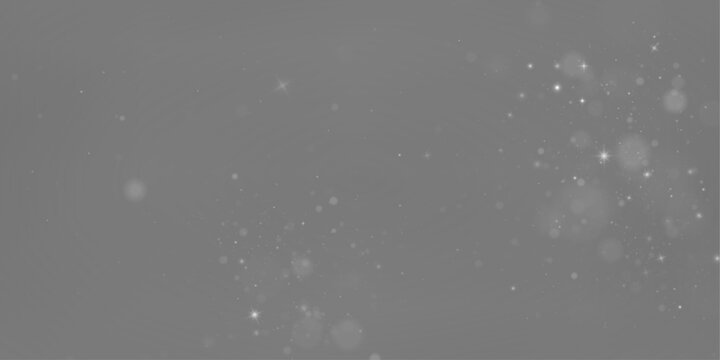 Silver dust shimmers in soft light, sparkle, glitter over airy bokeh. Twinkle particle, stardust highlights flare while sparks, glare, lens flare enhance magical festive PNG vector illustration.