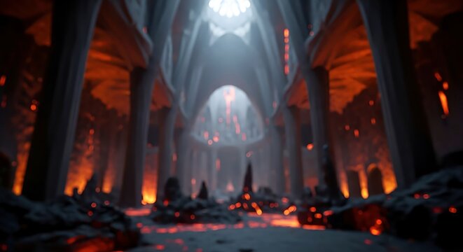 Mysterious Dark Fantasy Castle Interior Scene.