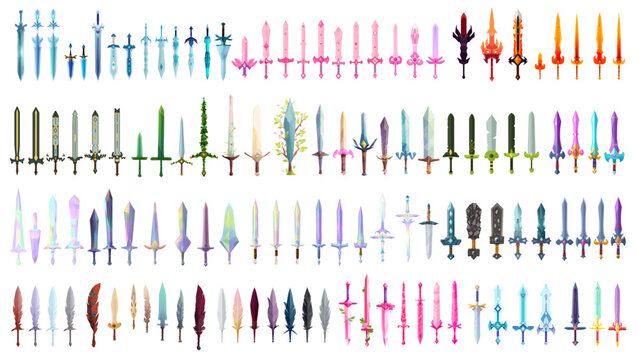 Vector game.ready sword mega bundle, cartoon illustration style
