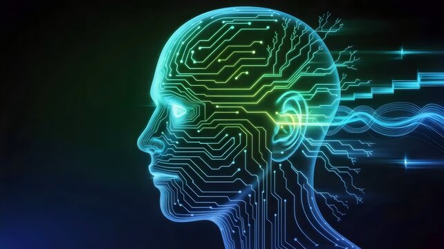 Human profile circuitry with binary code data streams &ndash; Perfect for philosophy tech discussions, human-AI synergy, or creative AI tools.