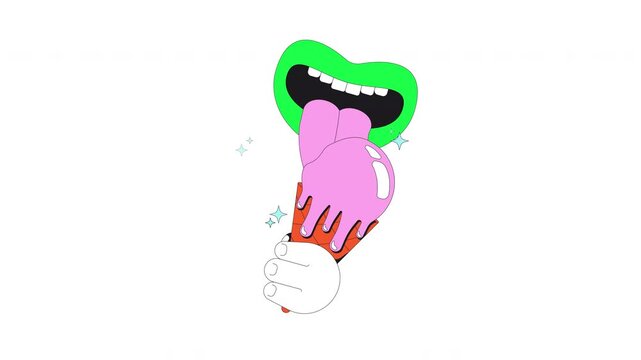 Groovy funky fallen ice cream scoop flash message error animation. Dessert mishap. Dropped icecream. Animated empty state. UI failure web design. Onboarding micro UX motion. Flat concept 4K video