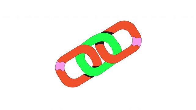 Funky broken chain link flash message error animation. Playful snapped connection. Network issue. Animated empty state. UI failure web design. Onboarding micro UX motion. Flat concept 4K video