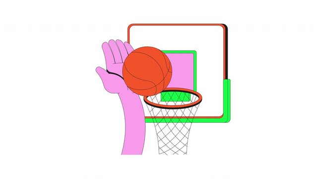 Slam dunk funky groovy flash message success animation. Basketball scoring shot. Athletic victory. Goal reached. Animated done UI state. Web design. Onboarding micro UX motion. Flat concept 4K video