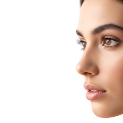 Naklejka premium close-up portrait of woman's face profile with brown eyes