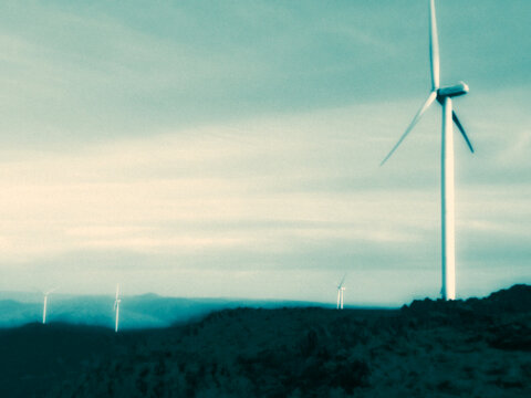 wind turbines in the mountains