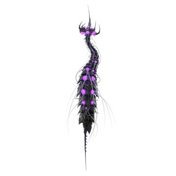 Alien Organic Creature with Glowing Purple Nodes