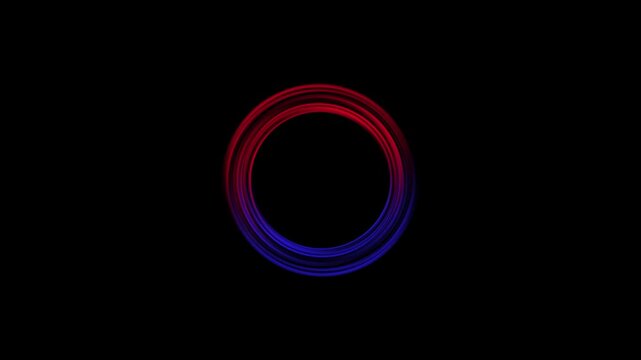 Abstract 3d sphere of purple and blue neon gradient particle waves. abstract background with red circles